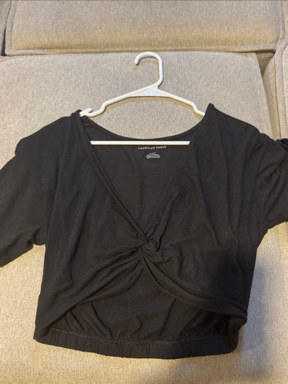 American Eagle Outfitters Black Twisted Knot Crop Top